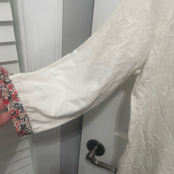 Tommy Hilfiger White Blouse with Patterned Sleeve Ties - Picture 8 of 8